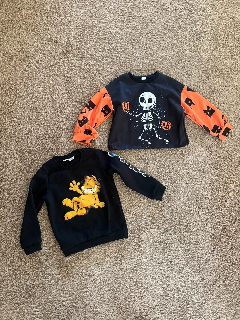 Boys Garfield and Halloween Skeleton Sweatshirt size 6
